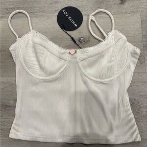 Women's White Fox Ribbed Bustier Top